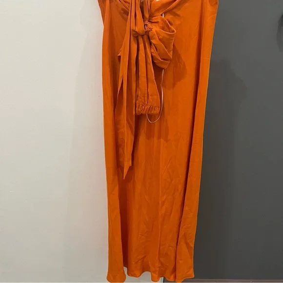 Reformation Maxi Dress Orange Vivi Cutout Halter size 6 - Picture 3 of 8